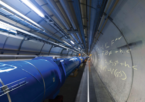 LHC tunnel with the formula postcard